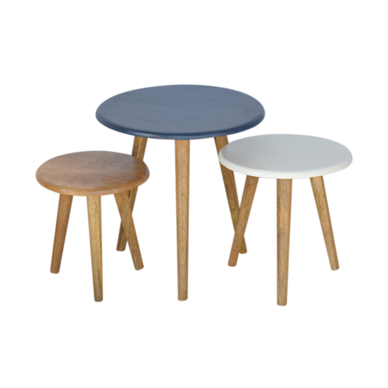Solid Mango Wood Multi Nordic Stool Set of 3