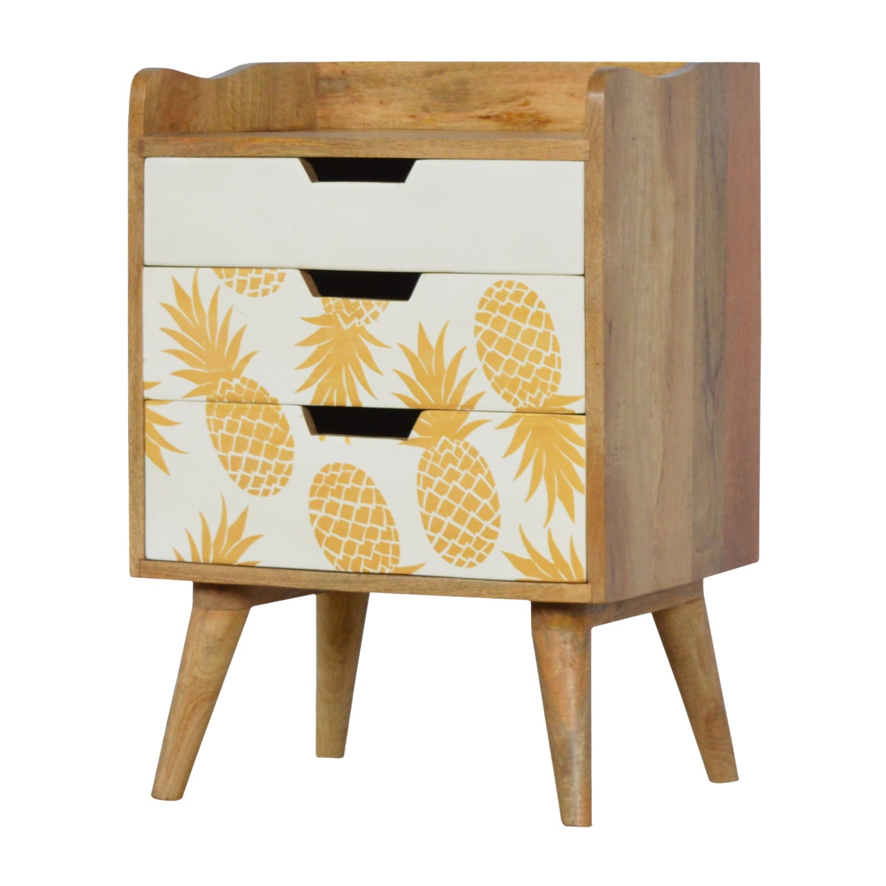 Solid Mango Wood Pineapple Screen Printed Bedside - Image 2