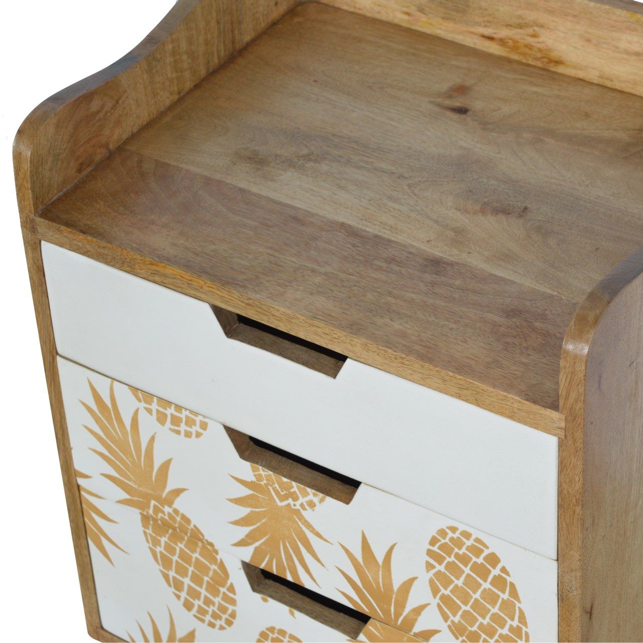 Solid Mango Wood Pineapple Screen Printed Bedside - Image 7