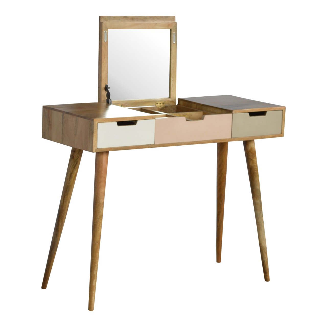 Solid Mango Wood Pink Gradient Dressing Table - Image 3