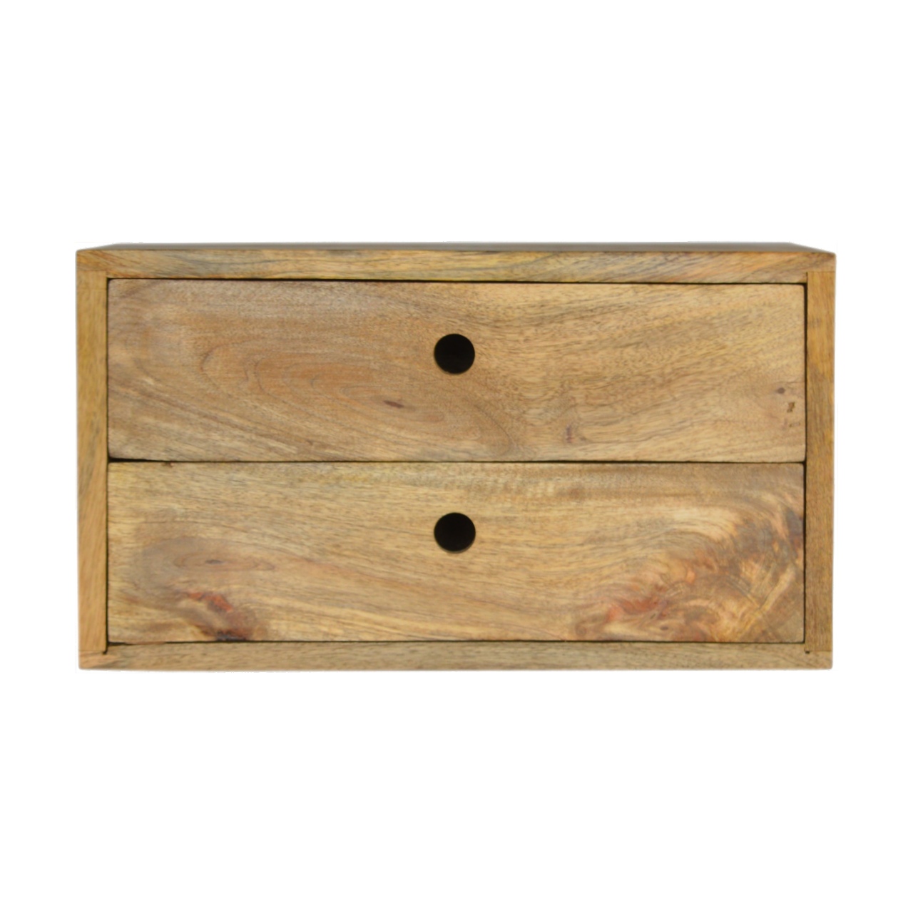 Solid Mango Wood Oak Finished Wall Mounted Bedside