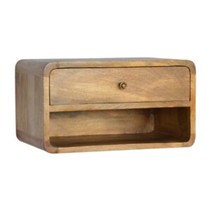 Solid Mango Wood Floating Curve Open Slot Bedside