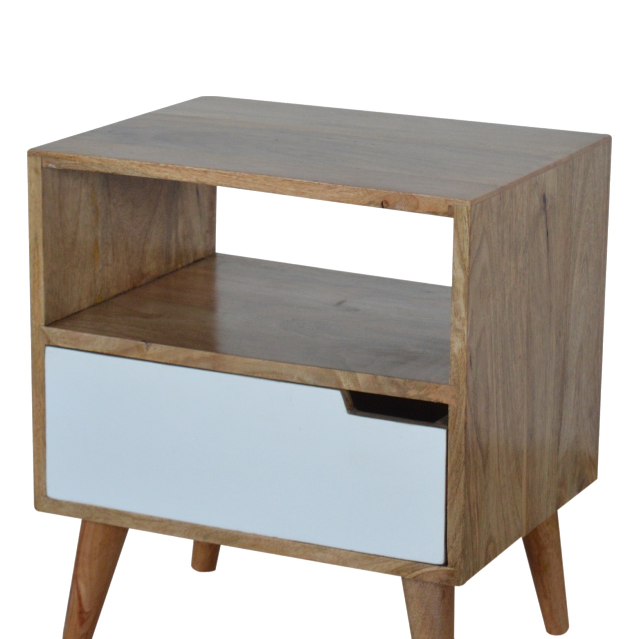 Solid Mango Wood Open Slot White Painted Bedside - Image 2