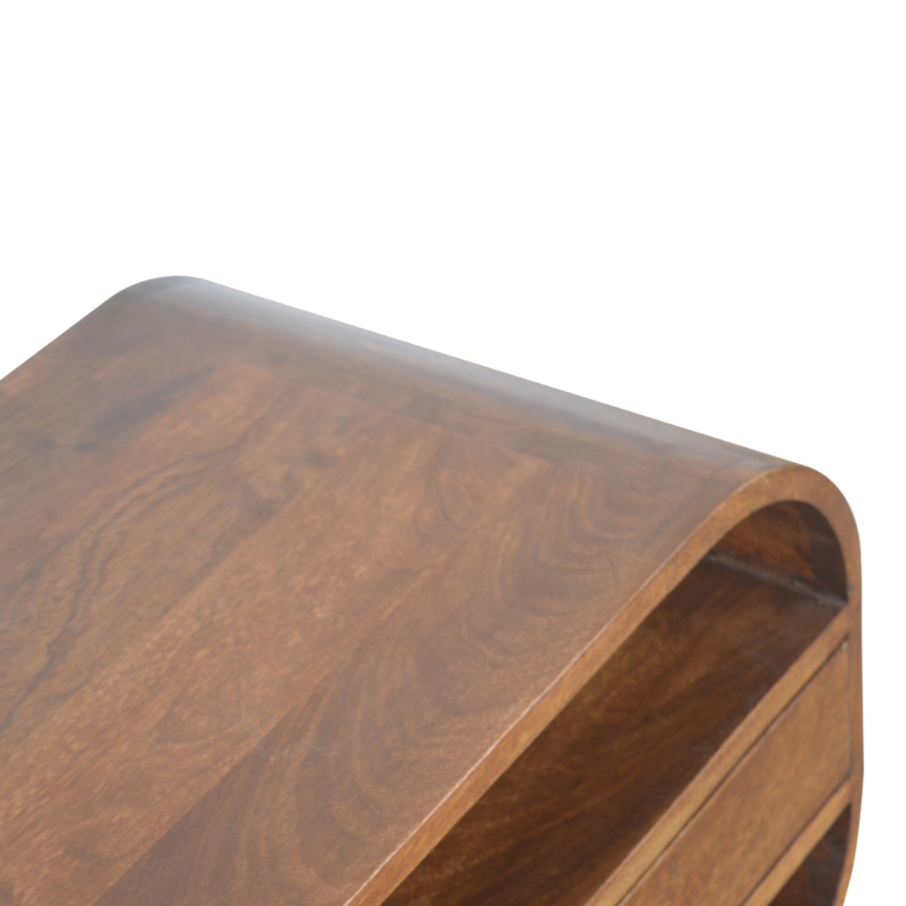 Solid Mango Wood Wall Mounted Chestnut Finished Circular Media Unit - Image 7