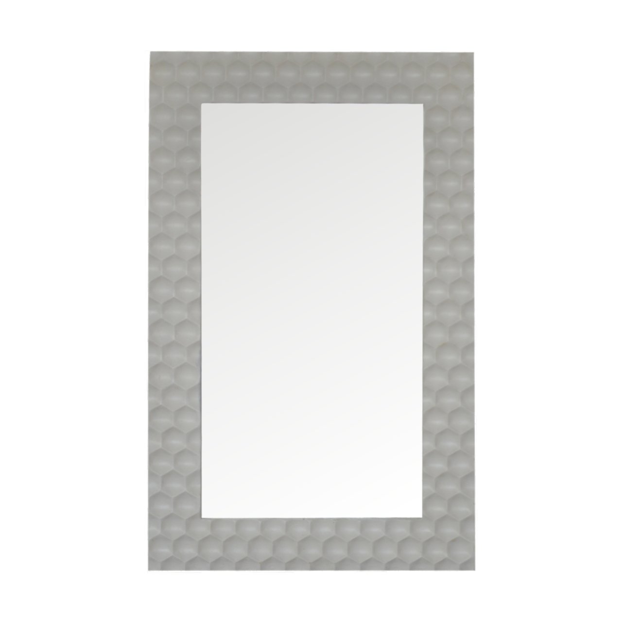 Solid Mango Wood White Painted Honeycomb Framed Rectangular Mirror