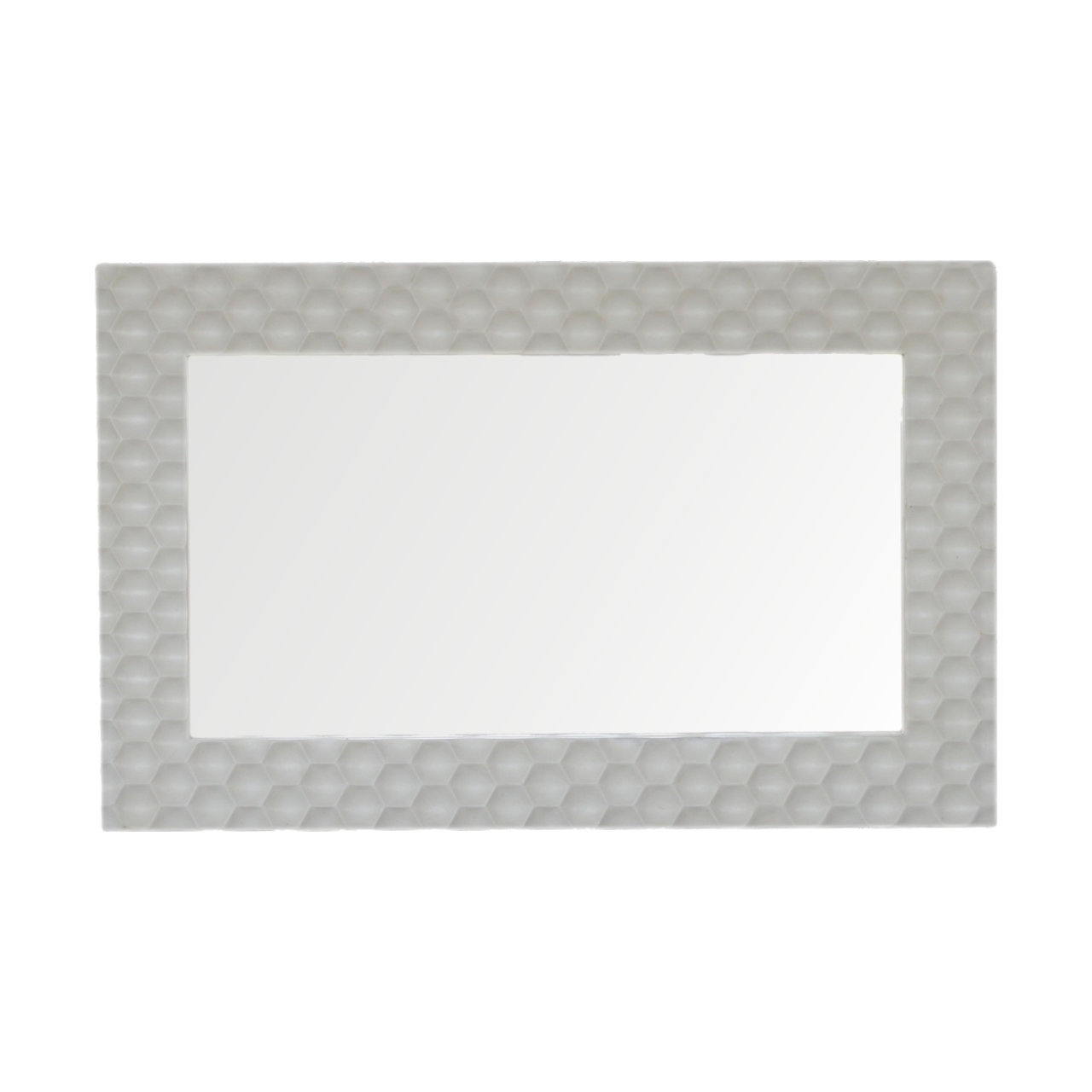 Solid Mango Wood White Painted Honeycomb Framed Rectangular Mirror - Image 4