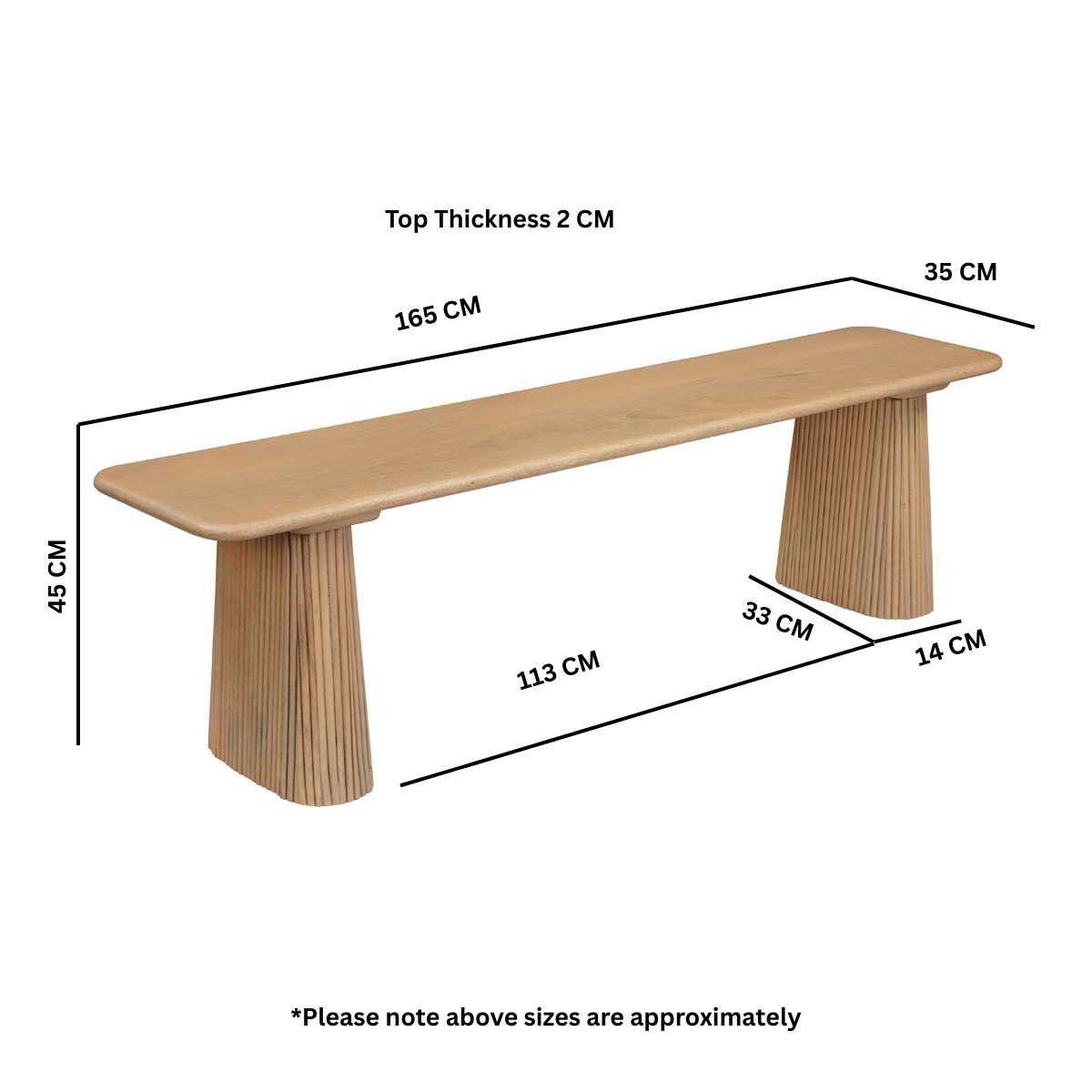 Austin Solid Wood Dining Bench - Image 7