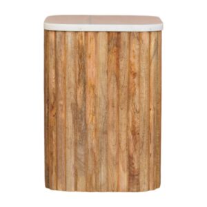 Solid Mango Wood Oak Finished Marble Topped Side Table