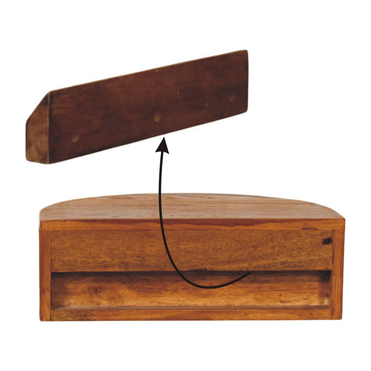 Solid Mango Wood Tiger Oak Finished 1 Drawer Ring Pull Wall Nightstand - Image 10