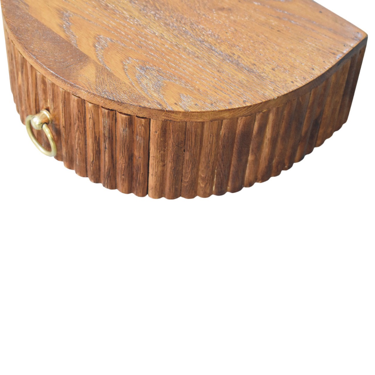 Solid Mango Wood Tiger Oak Finished 1 Drawer Ring Pull Wall Nightstand - Image 6