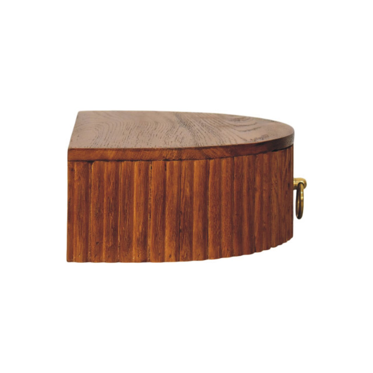Solid Mango Wood Tiger Oak Finished 1 Drawer Ring Pull Wall Nightstand - Image 8