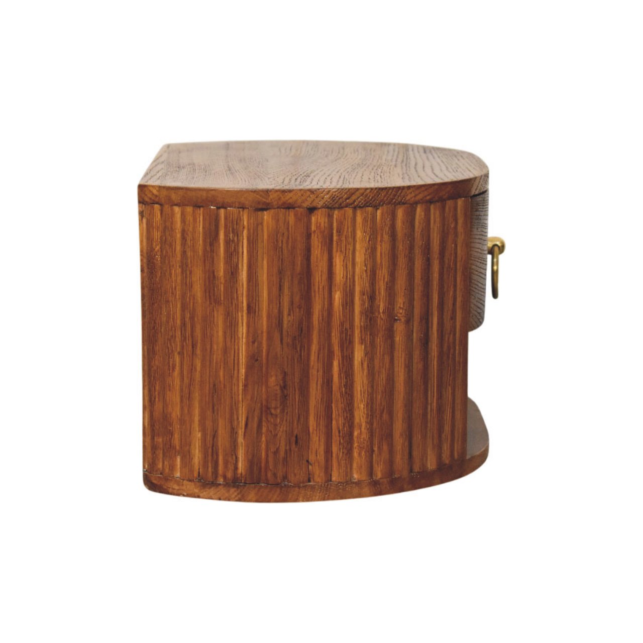 Solid Mango Wood Tiger Oak Finished 1 Drawer Oval Wall Nightstand - Image 8