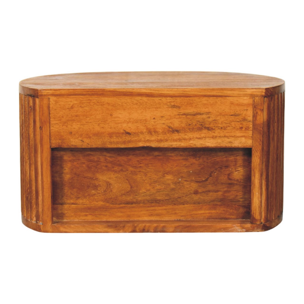 Solid Mango Wood Tiger Oak Finished 1 Drawer Oval Wall Nightstand - Image 9