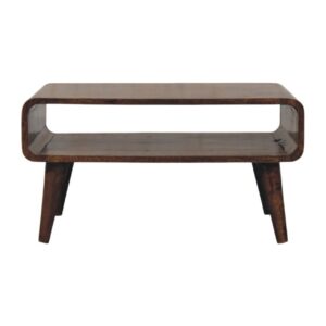 Solid Mango Wood Classic Grey Finished Rounded Edge Open Coffee Table