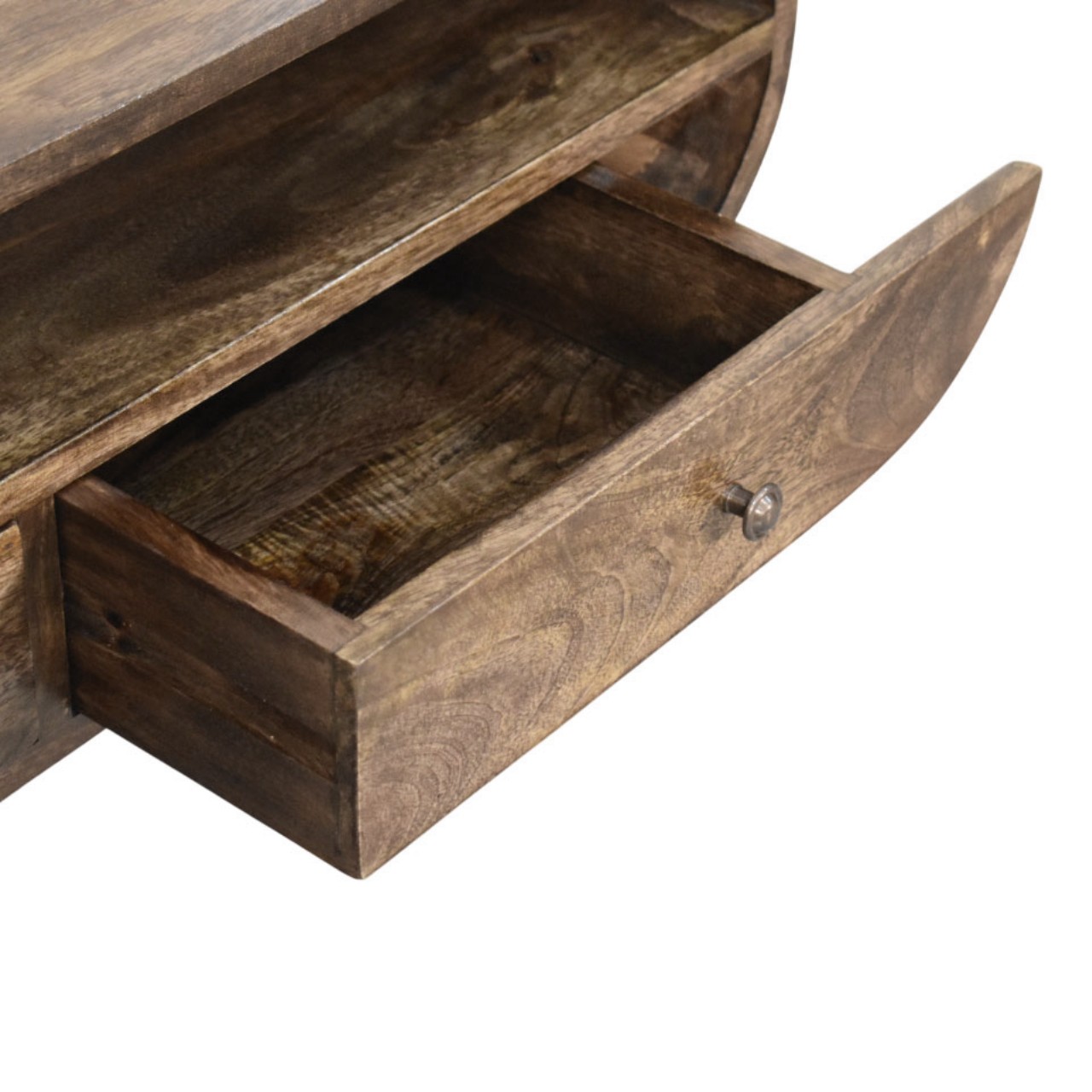 Solid Mango Wood Classic Grey Finished 2 Drawer Rounded Edge 2-Drawer Media Unit - Image 6