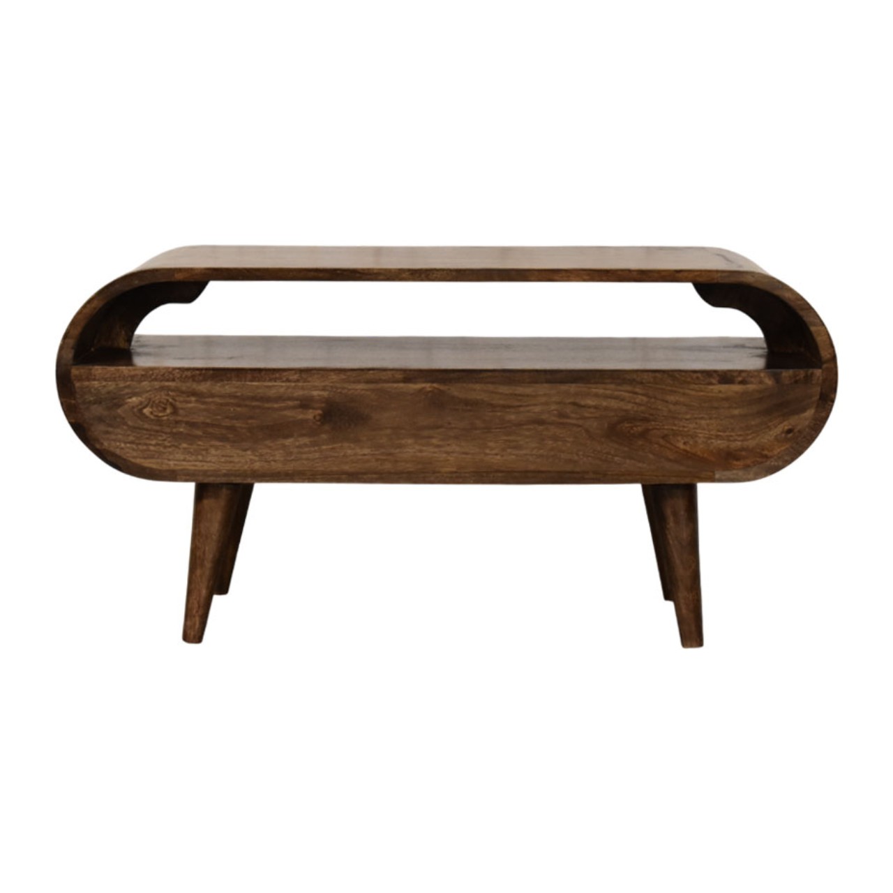 Solid Mango Wood Classic Grey Finished 2 Drawer Rounded Edge 2-Drawer Media Unit - Image 9