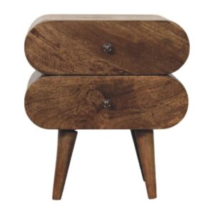 Solid Mango Wood Classic Grey Finished Slimline 2-Drawer Bedside