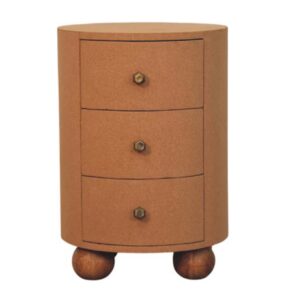 Solid Mango Wood Oak Finished Maison Liège 3 Drawer Storage Unit