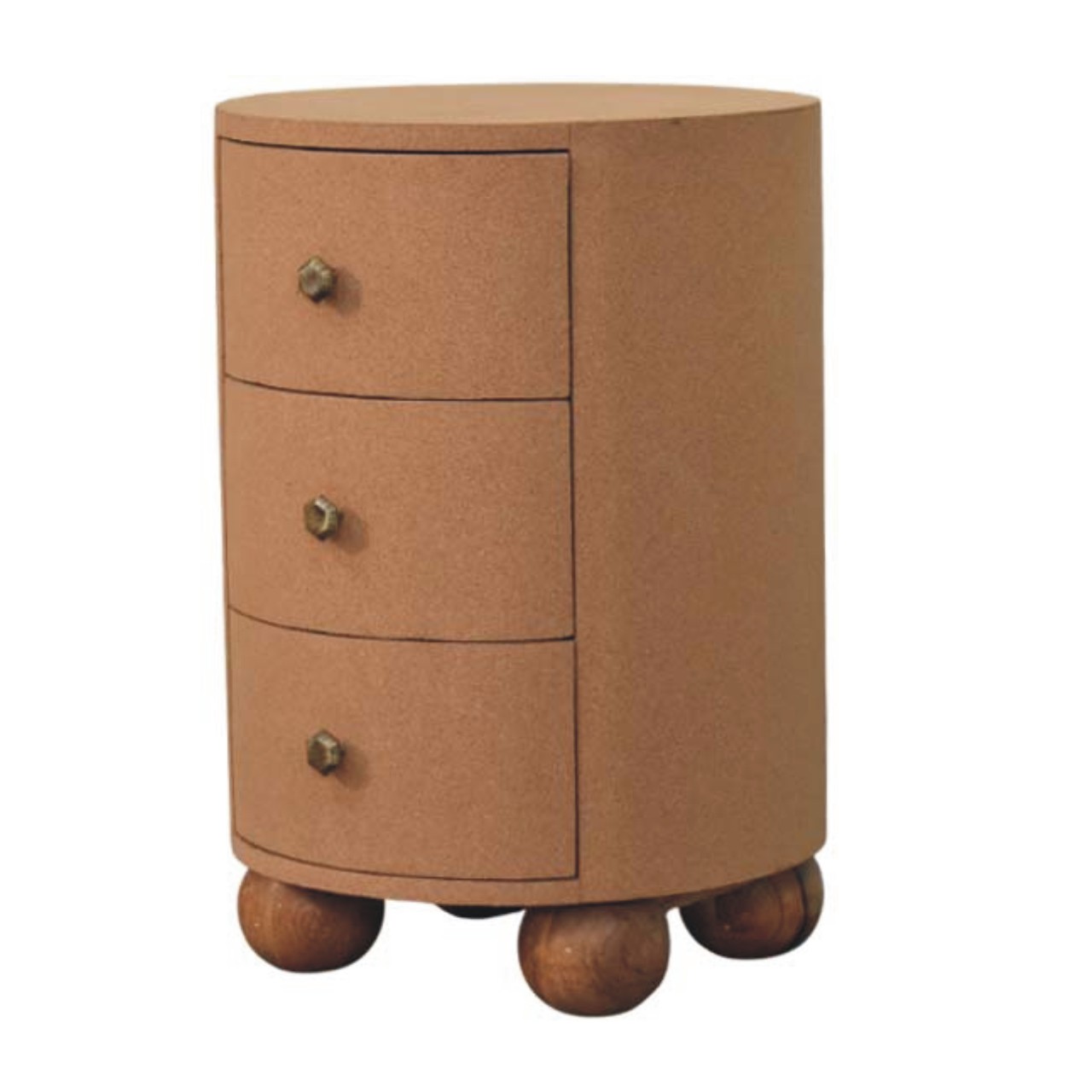 Solid Mango Wood Oak Finished Maison Liège 3 Drawer Storage Unit - Image 2