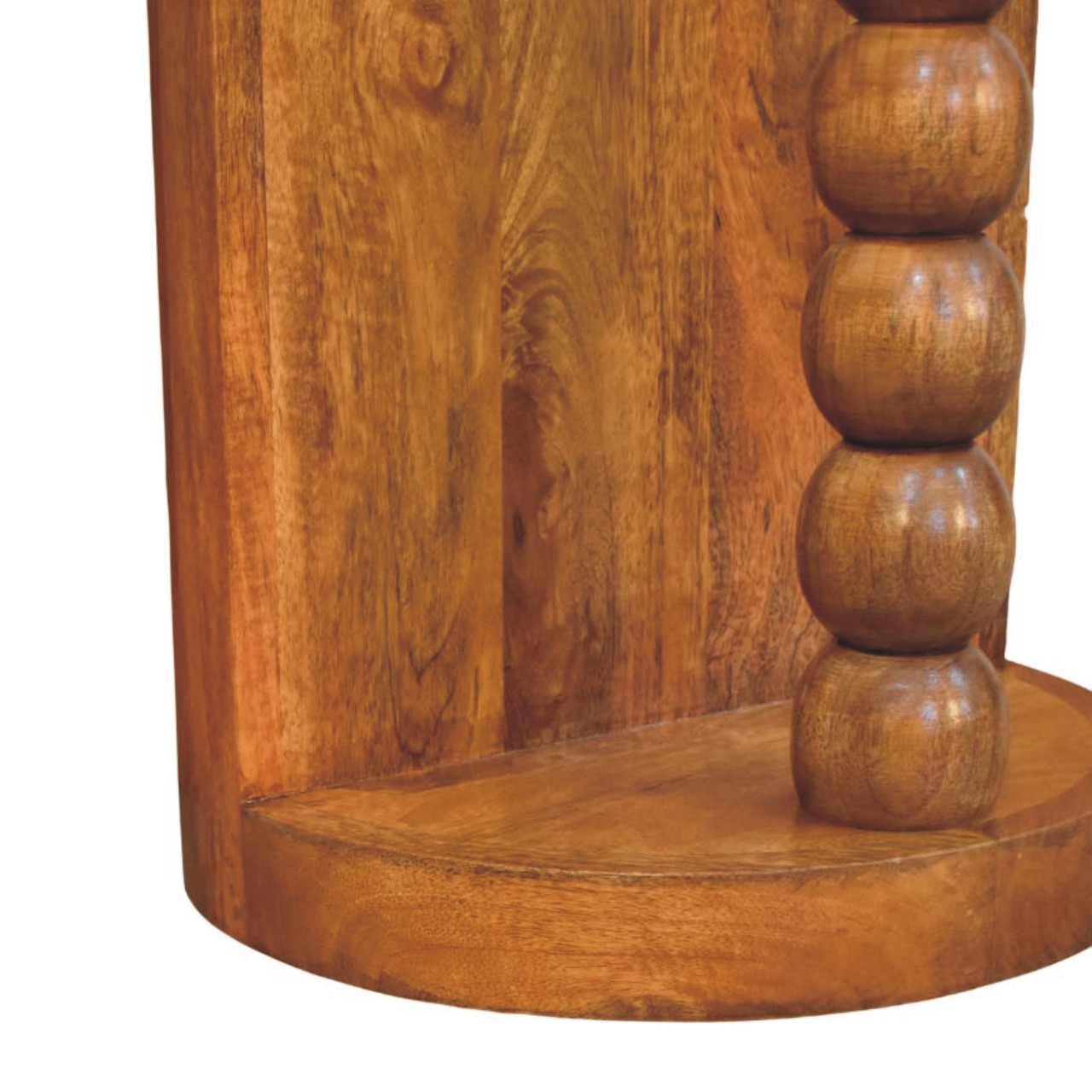 Solid Mango Wood Amber Oak Finished Marble Top Spindle Side Table - Image 7