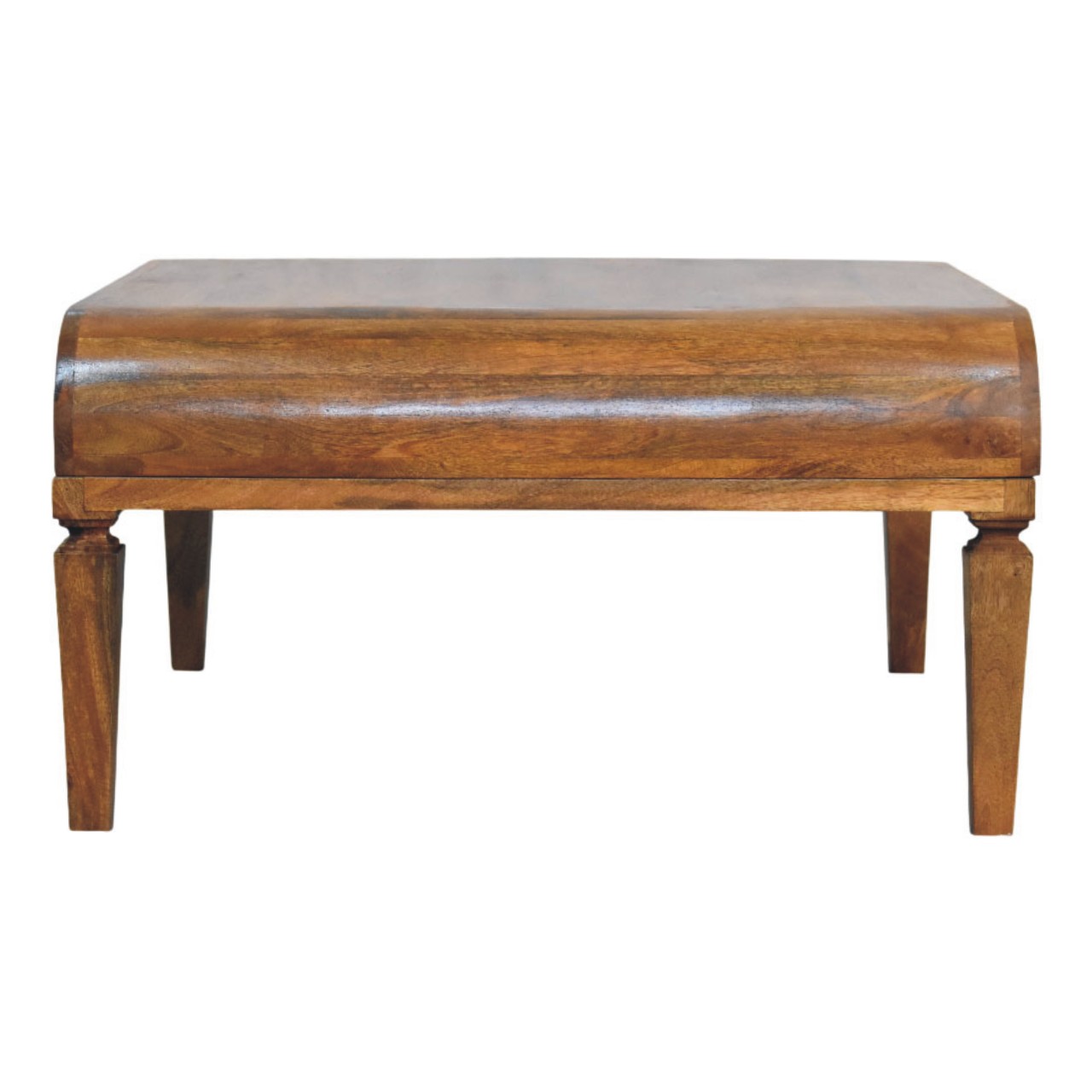 Solid Mango Wood Amber Oak Finished Curved Frame Coffee Table - Image 7