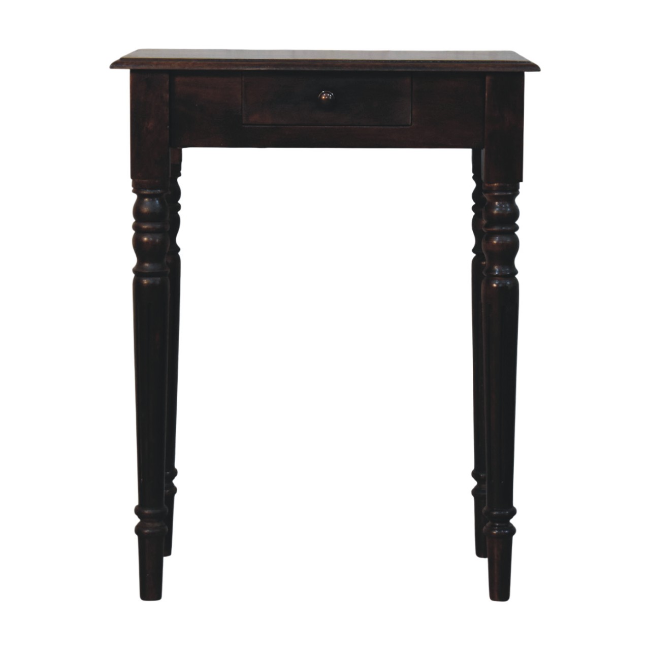 Solid Mango Wood California Walnut Finished Spindle Legs Accent 1 Drawer Console Table - Image 10