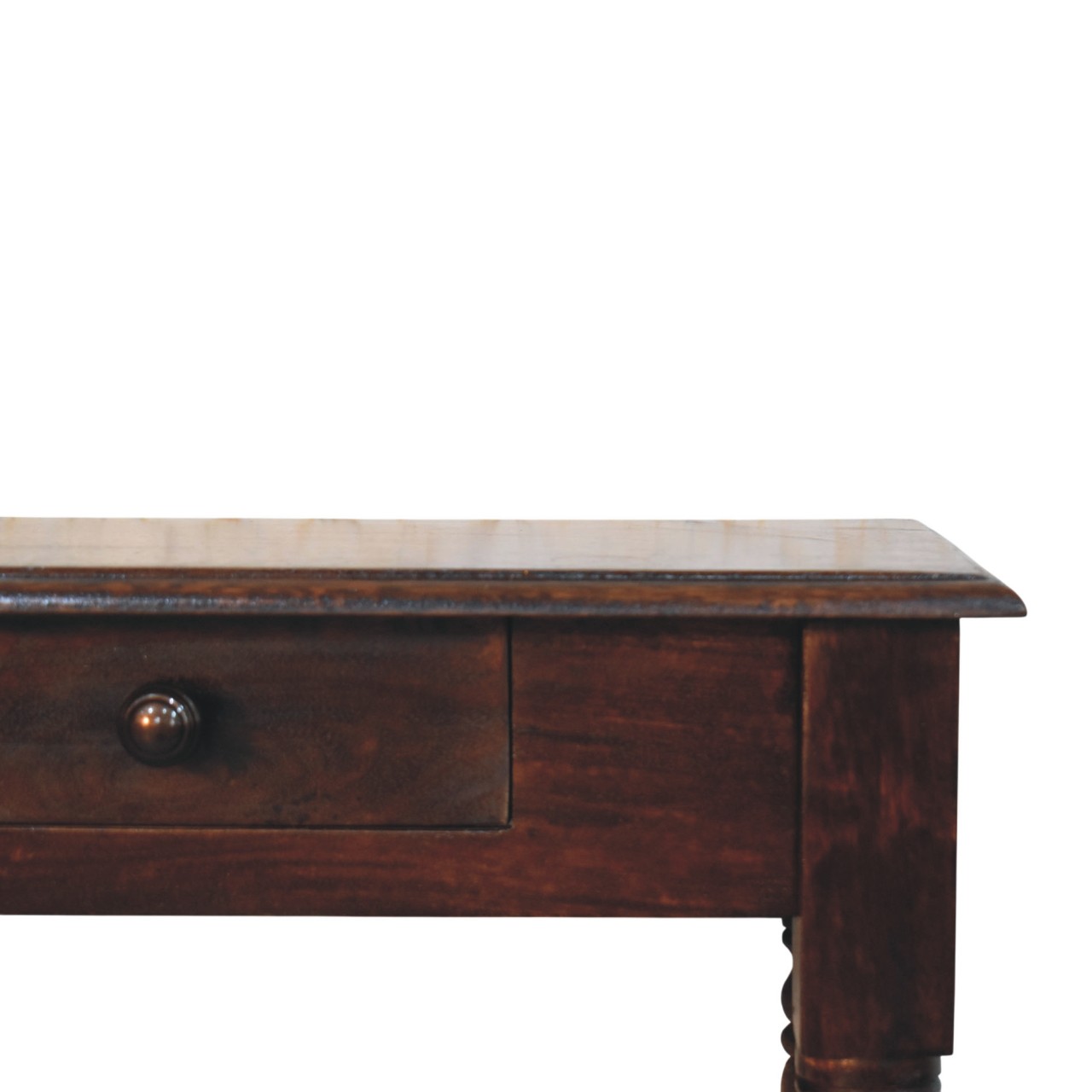 Solid Mango Wood California Walnut Finished Spindle Legs Accent 1 Drawer Console Table - Image 7