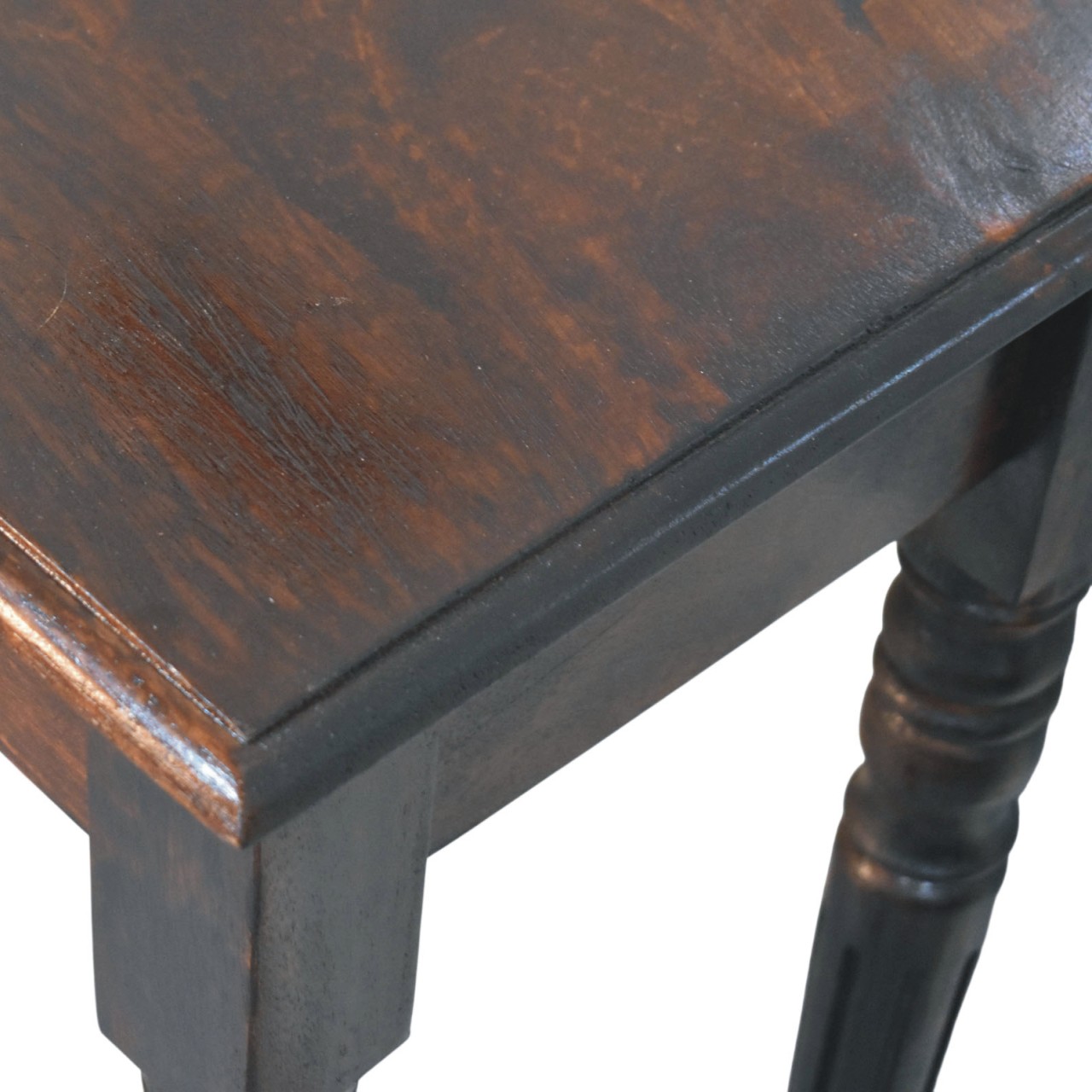 Solid Mango Wood California Walnut Finished Spindle Legs Accent 1 Drawer Console Table - Image 6