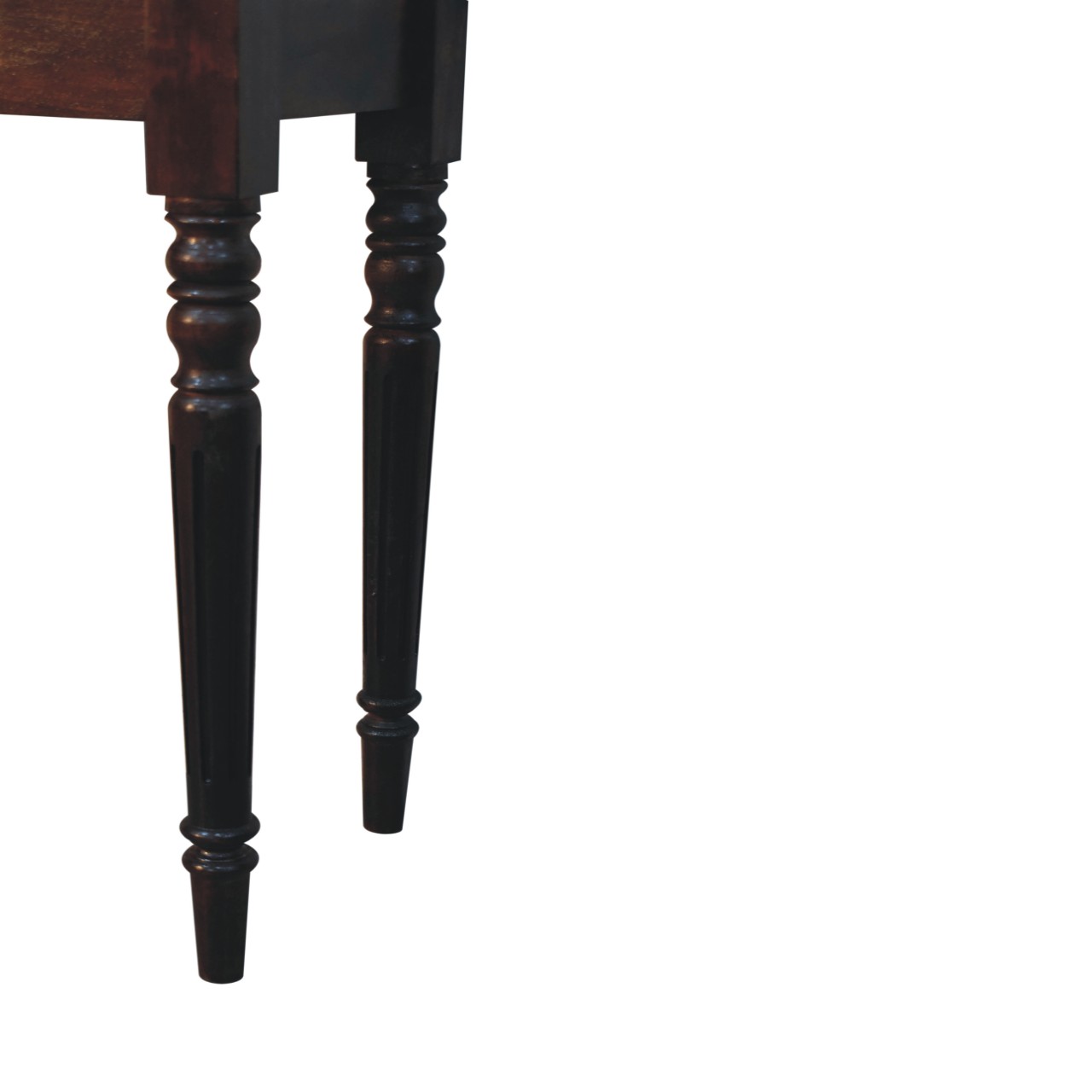 Solid Mango Wood California Walnut Finished Spindle Legs Accent 1 Drawer Console Table - Image 4