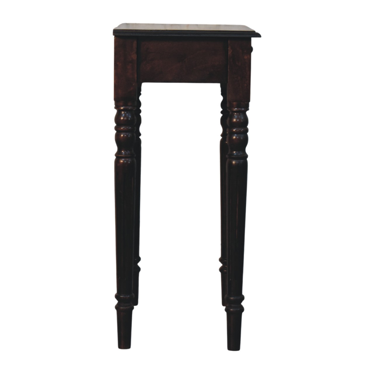 Solid Mango Wood California Walnut Finished Spindle Legs Accent 1 Drawer Console Table - Image 3