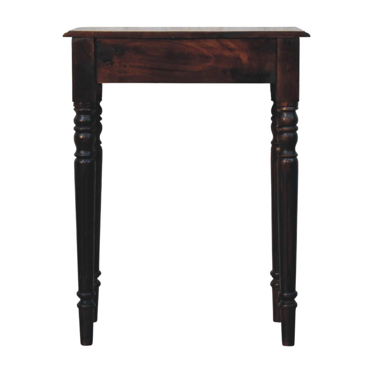 Solid Mango Wood California Walnut Finished Spindle Legs Accent 1 Drawer Console Table - Image 2