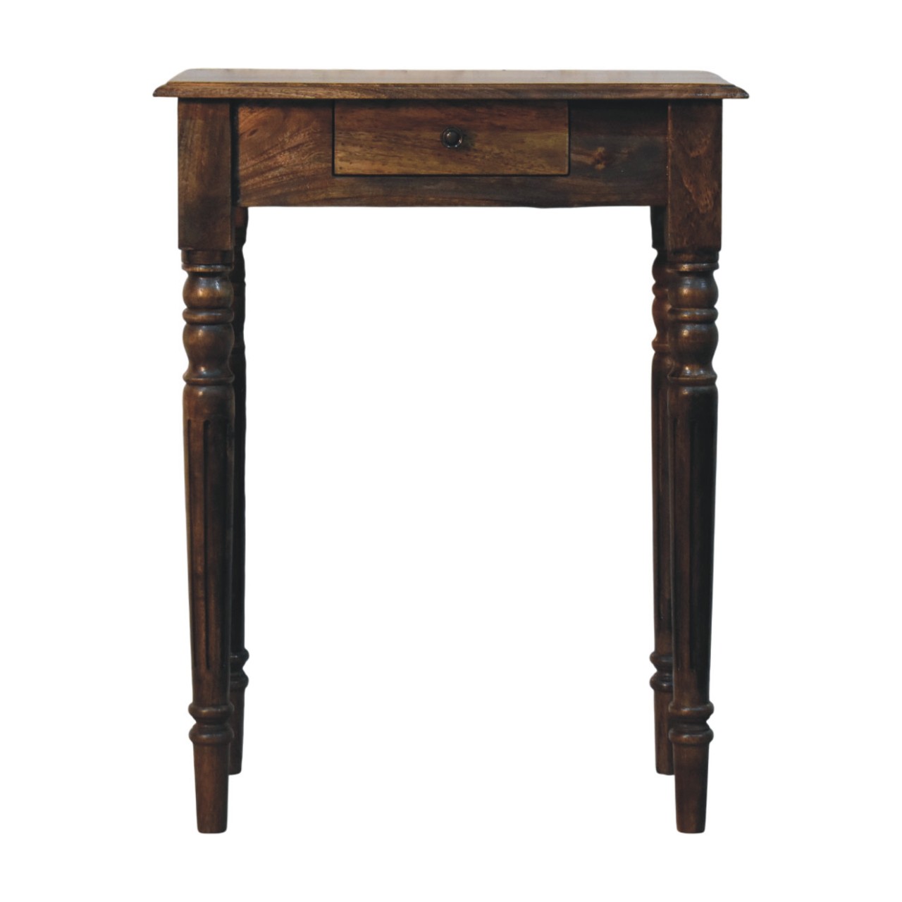 Solid Mango Wood Classic Grey Finished Spindle Legs Hall 1 Drawer Console Table - Image 3