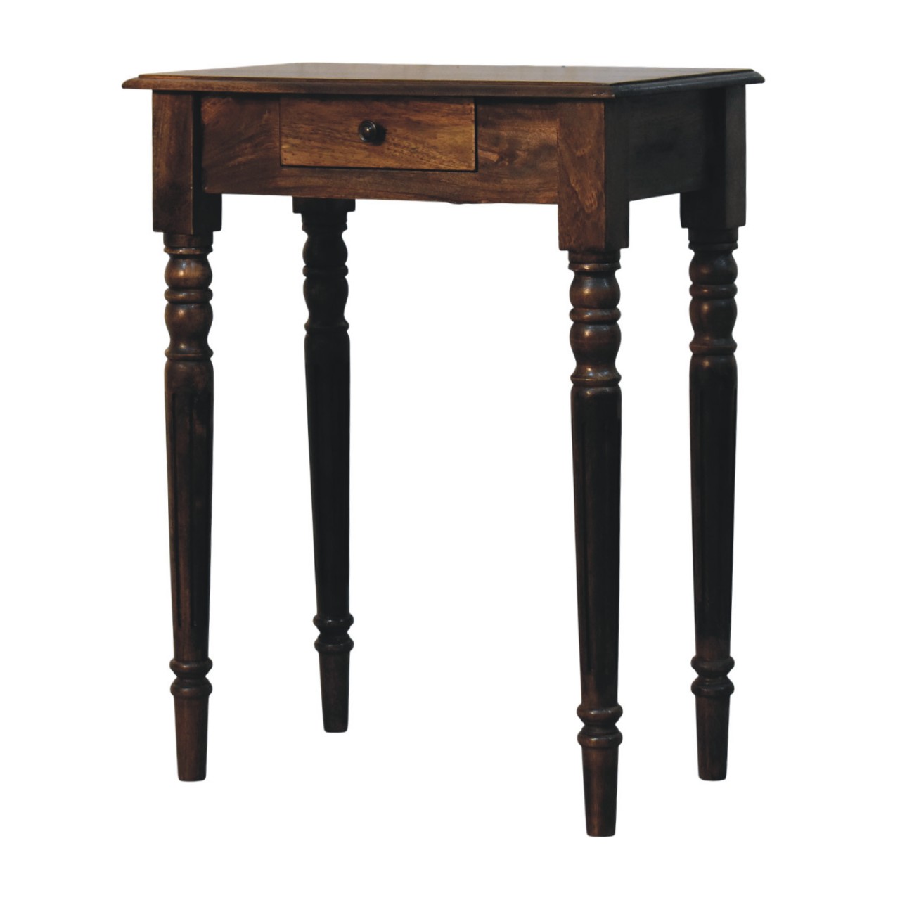 Solid Mango Wood Classic Grey Finished Spindle Legs Hall 1 Drawer Console Table - Image 4