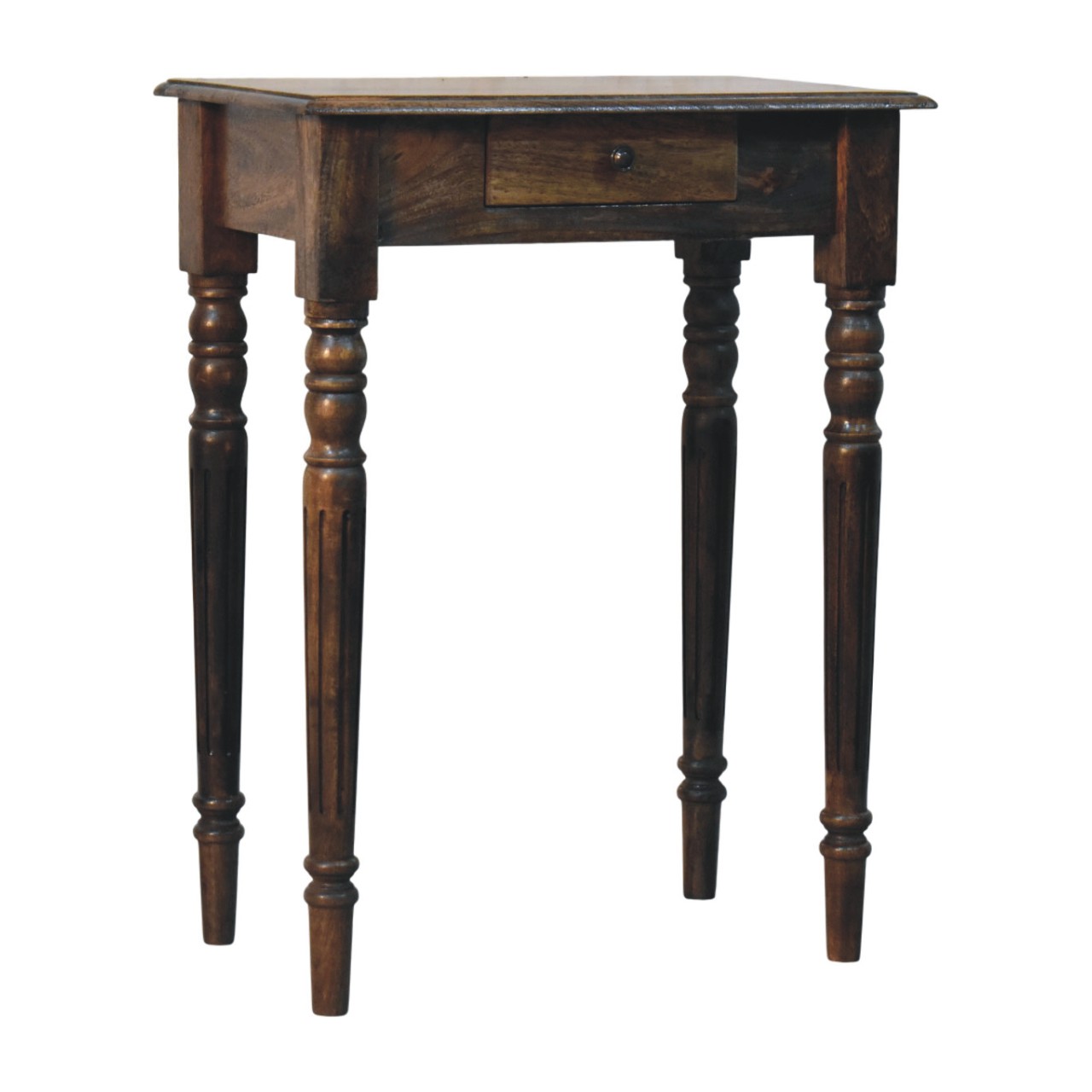 Solid Mango Wood Classic Grey Finished Spindle Legs Hall 1 Drawer Console Table - Image 5