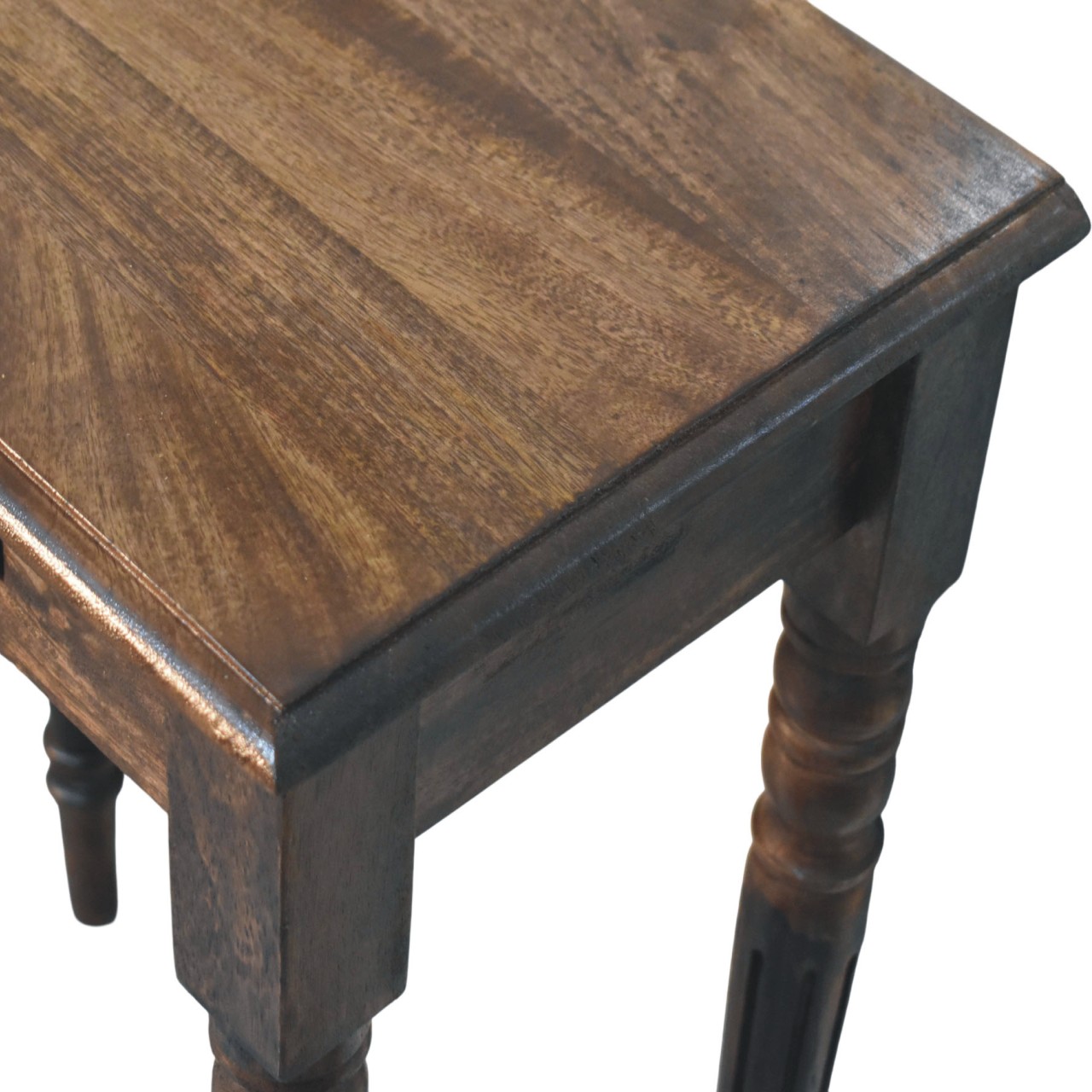 Solid Mango Wood Classic Grey Finished Spindle Legs Hall 1 Drawer Console Table - Image 6