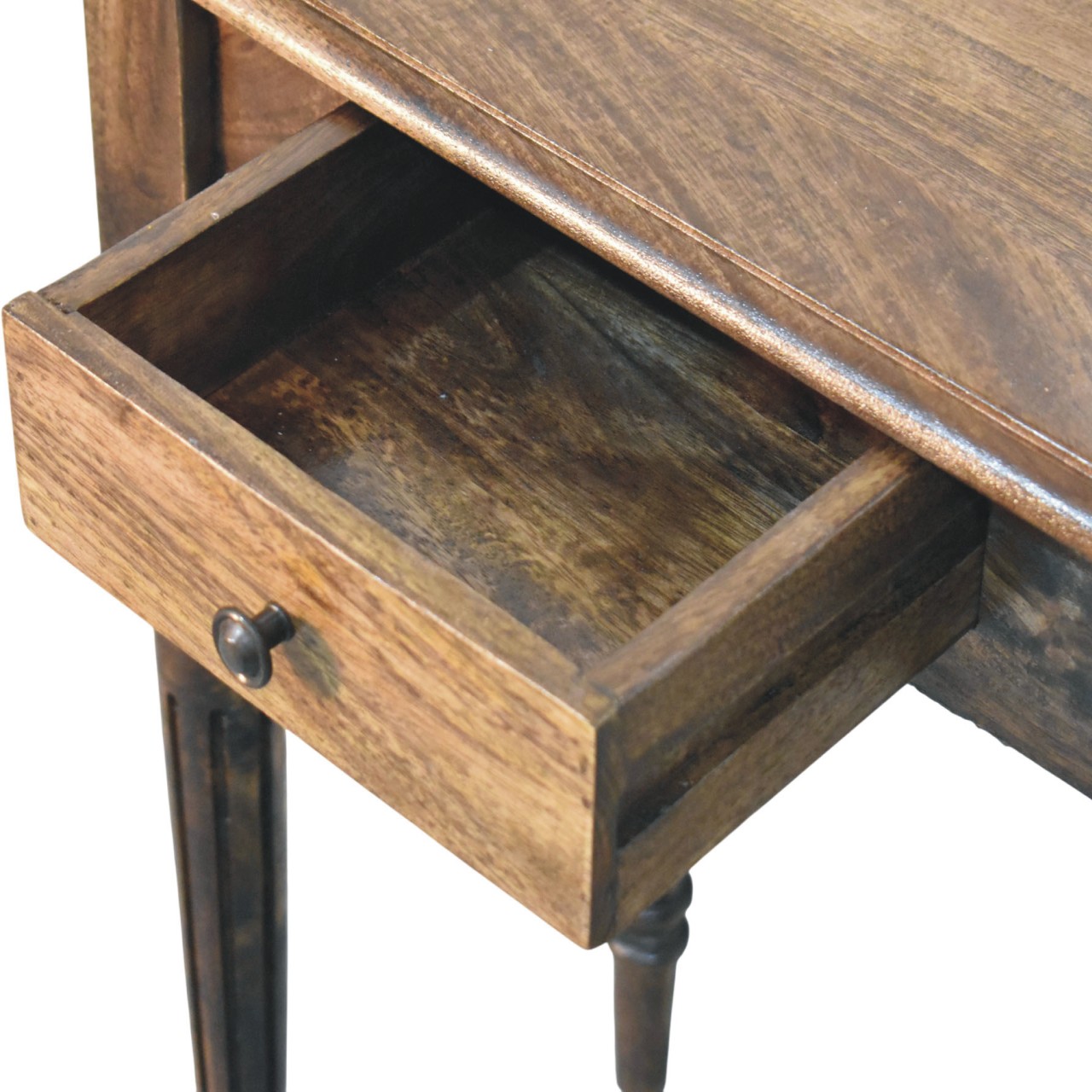 Solid Mango Wood Classic Grey Finished Spindle Legs Hall 1 Drawer Console Table - Image 7
