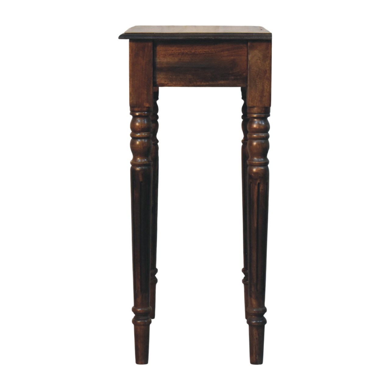 Solid Mango Wood Classic Grey Finished Spindle Legs Hall 1 Drawer Console Table - Image 2