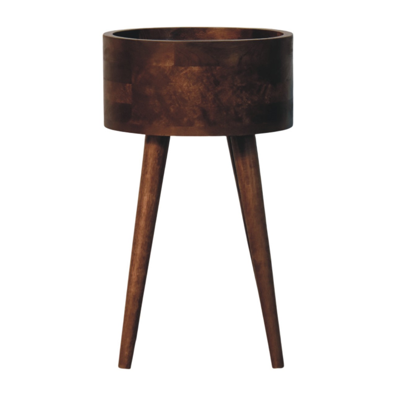 Solid Mango Wood Roasted Almond Finished Halo 1 Drawer Side Table - Image 11