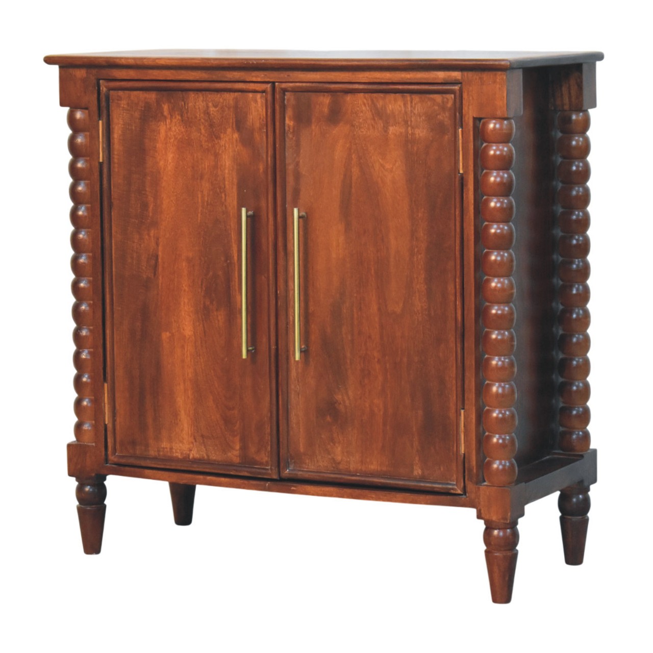 Solid Mango Wood Wine Wood Finished Spindle Heritage 2 Door Cabinet - Image 5
