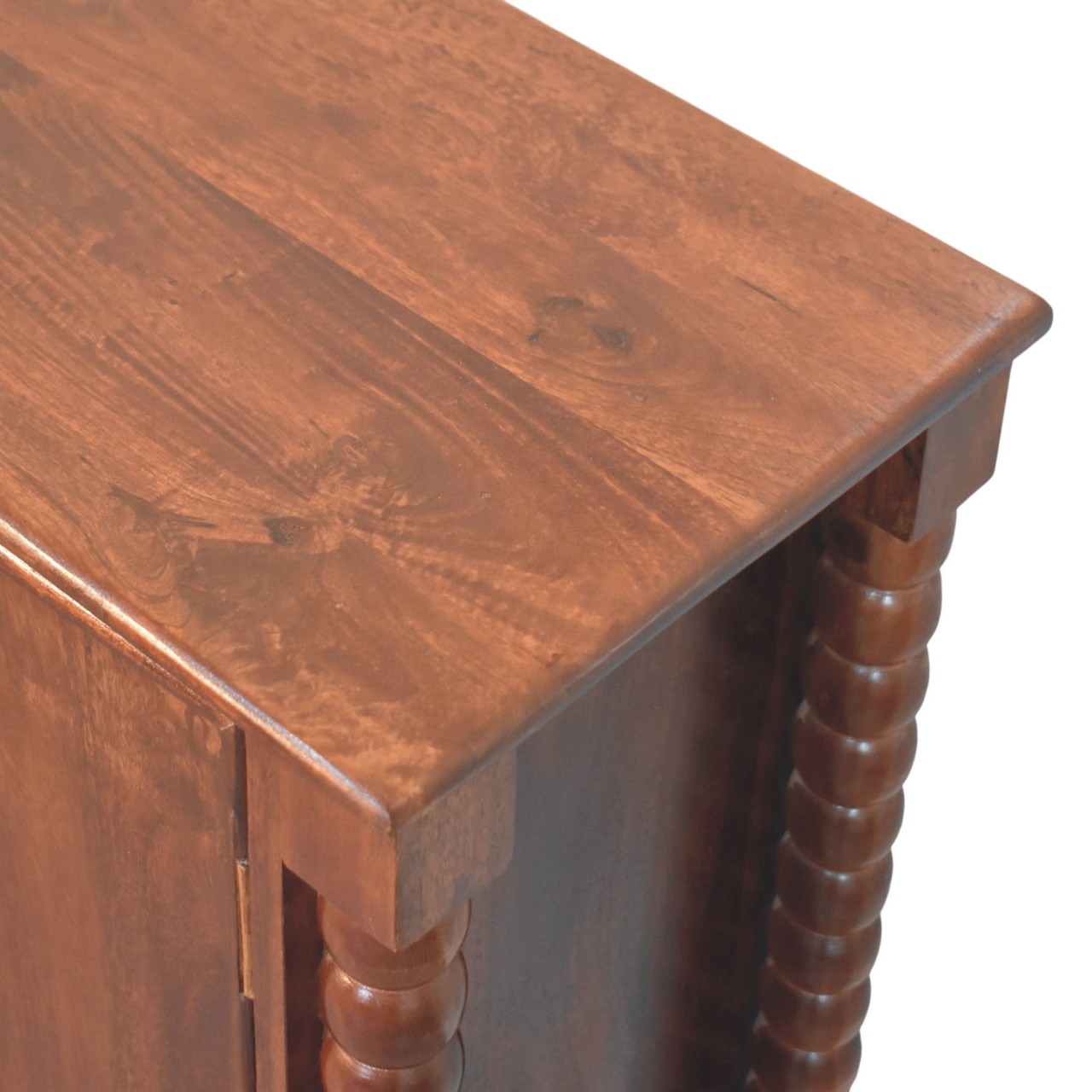 Solid Mango Wood Wine Wood Finished Spindle Heritage 2 Door Cabinet - Image 7