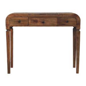 Solid Mango Wood Golden Teak Curved Dressing Table
