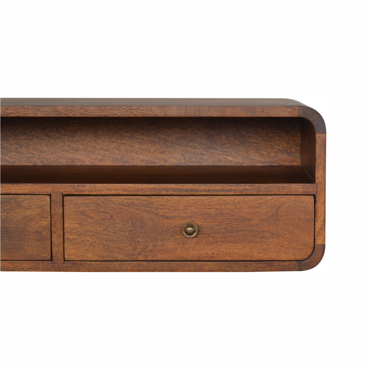 Solid Mango Wood Floating Chestnut Open Console - Image 5