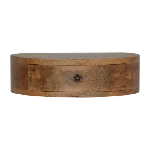 Solid Mango Wood Wall Mounted Rounded Bedside - Image 10
