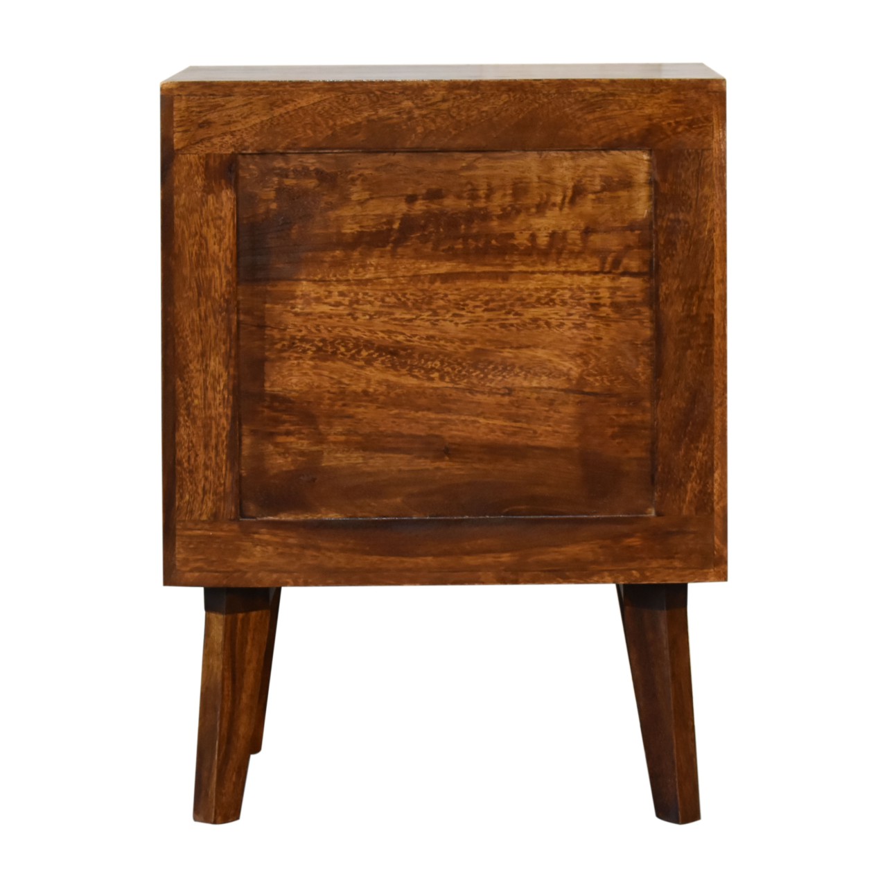 Solid Mango Wood Chestnut Finished 2 Drawer Alma Bedside with Brass Inlay Diamond Pattern - Image 9