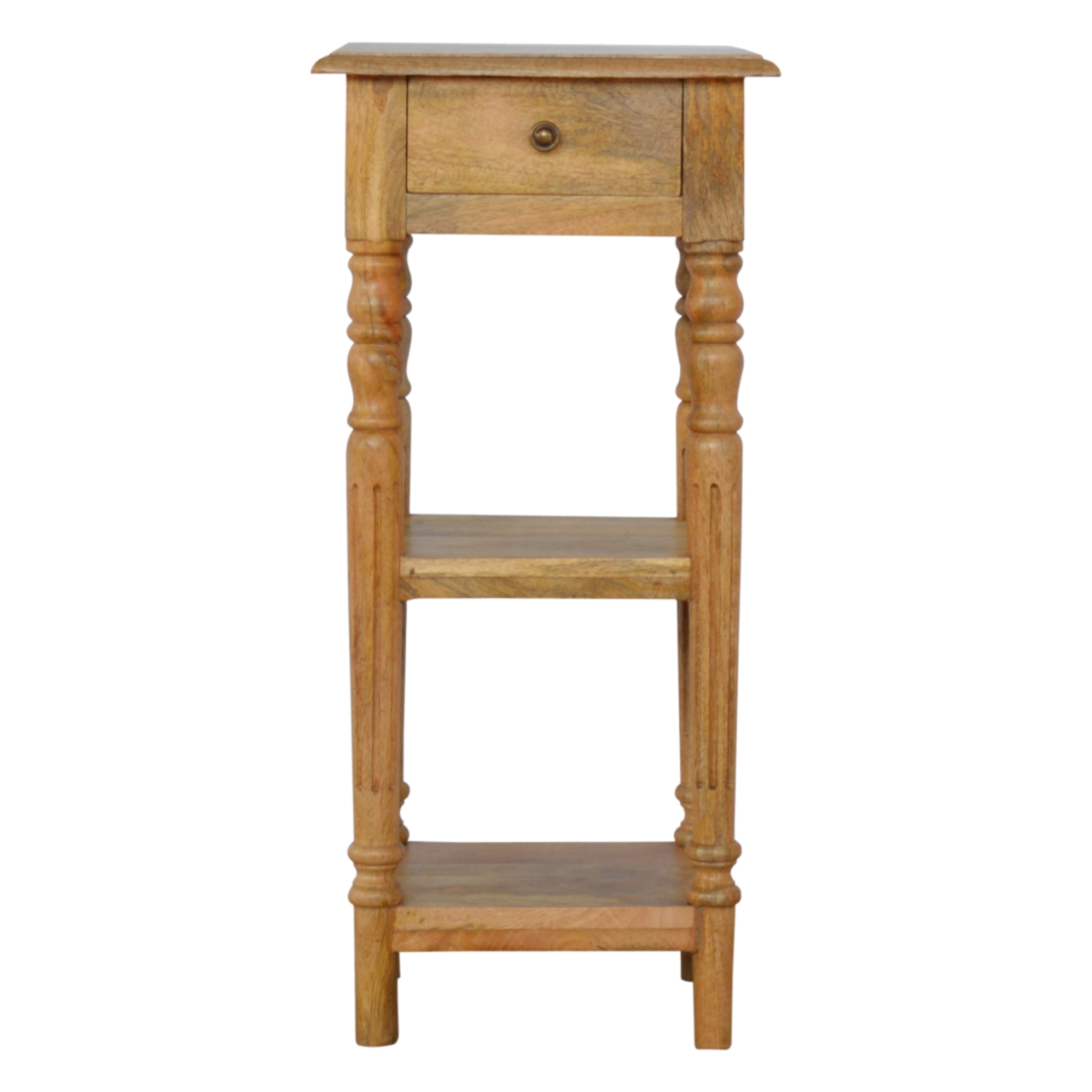 Solid Mango Wood Turned Leg Oak Finished Telephone Table