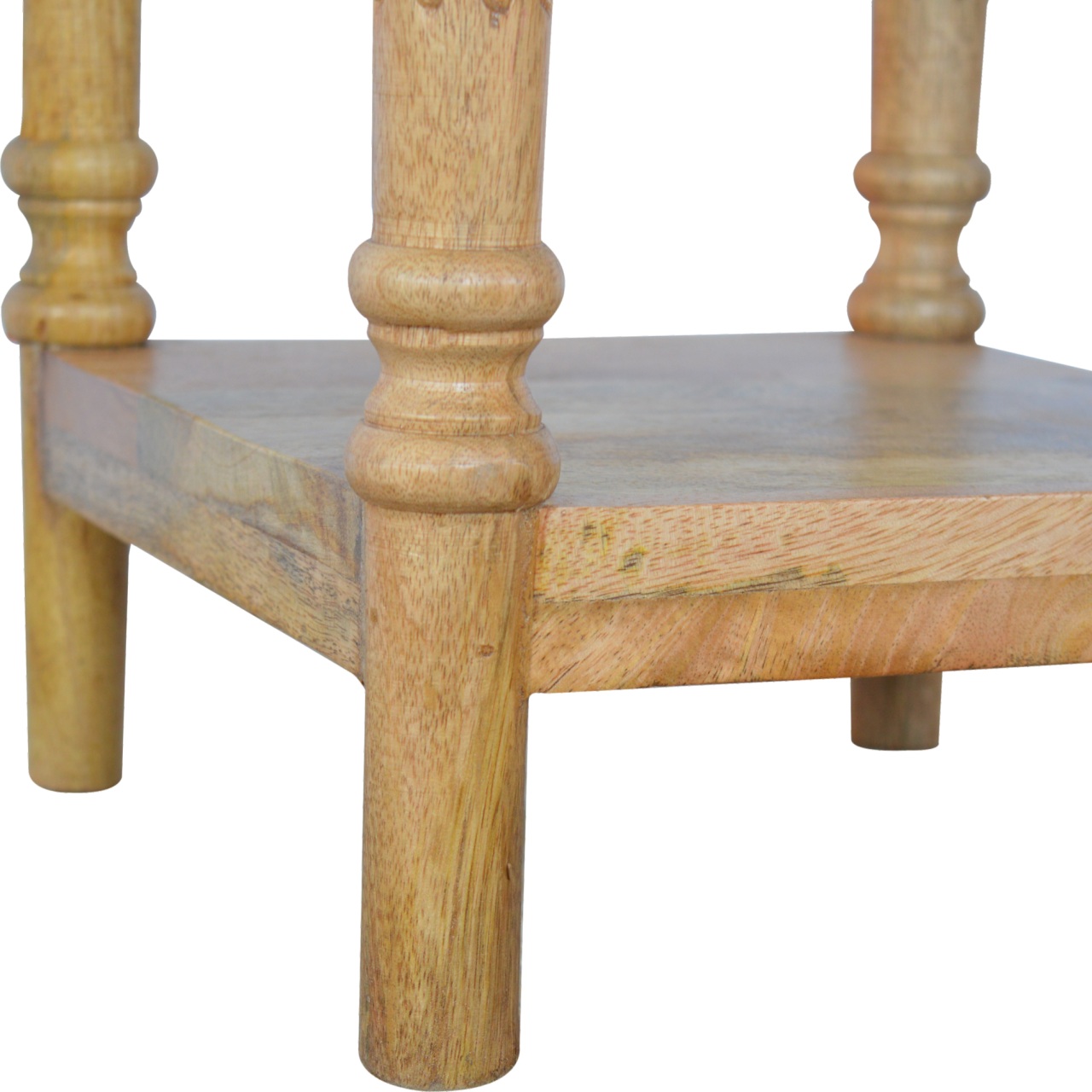 Solid Mango Wood Turned Leg Oak Finished Telephone Table - Image 8