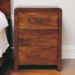 Solid Mango Wood Chestnut Finished 2 over 3 Curved Chest