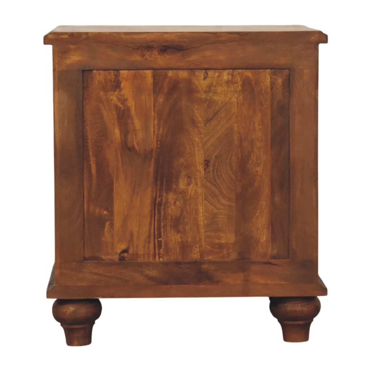 Solid Mango Wood Chestnut Finished Lume Panel 3 Drawer Bedside Table - Image 9