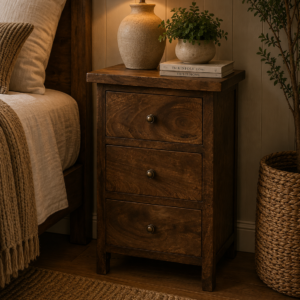Solid Mango Wood Chestnut Finished 3 Drawer Chest